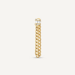 18K Gold Filled chain earring connected to a square cut clear Cubic Zirconia stud.